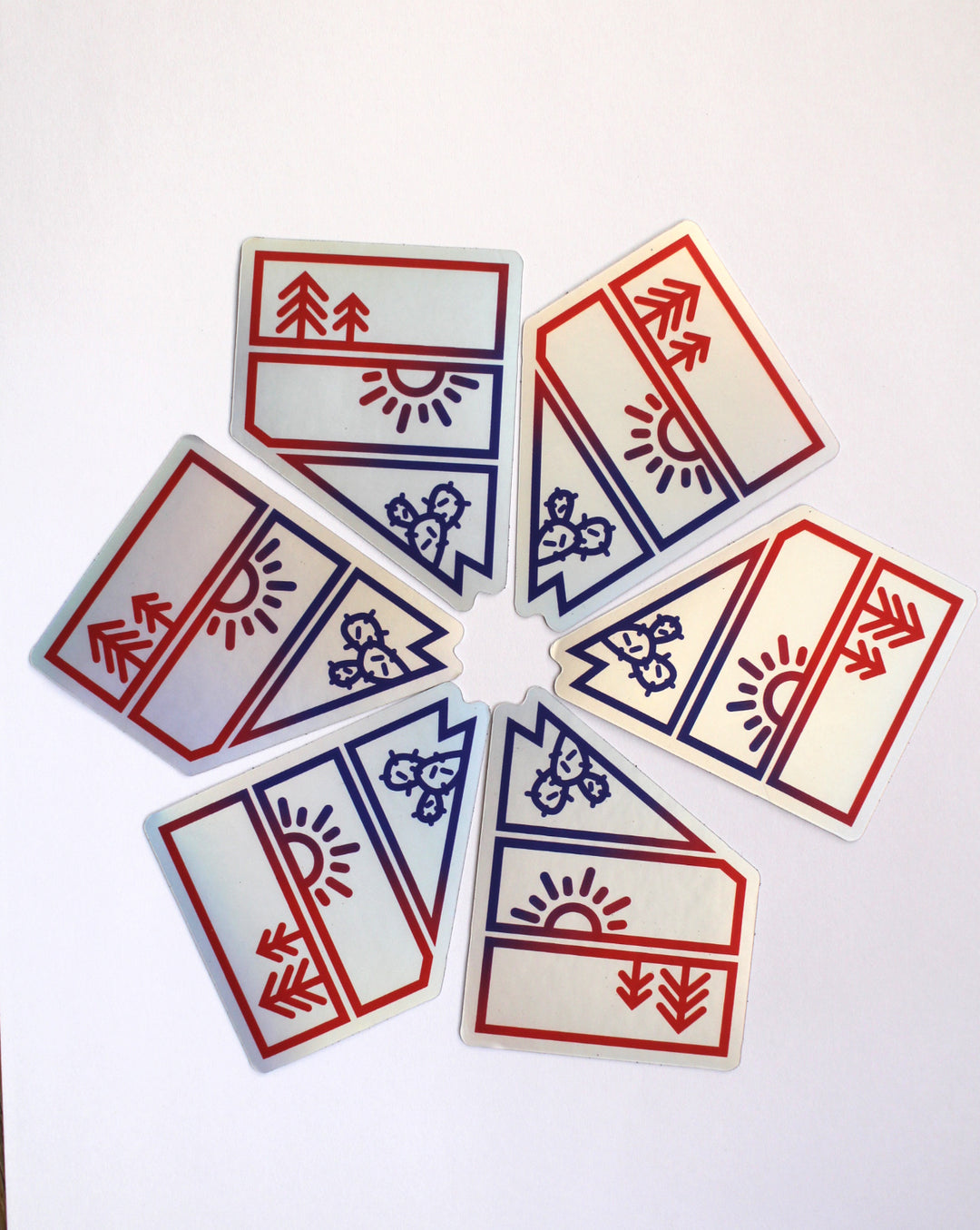 Patriotic Pine Sun Cactuc holographic sticker