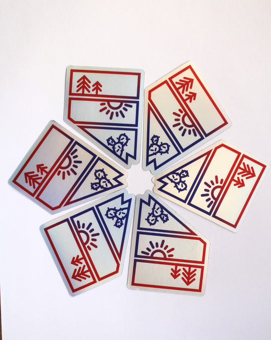Patriotic Pine Sun Cactuc holographic sticker