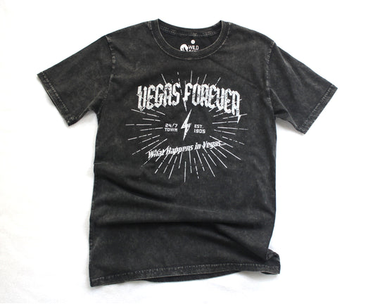 Vegas Forever Black Stonewash T-Shirt (Unisex)