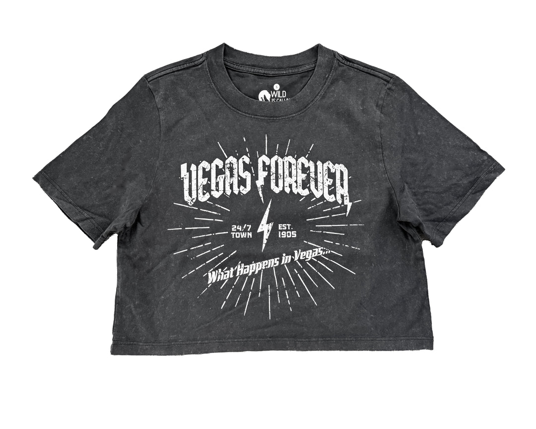 Vegas Forever Stonewash Cropped Tee (Womens)