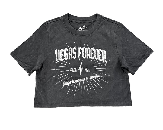 Vegas Forever Stonewash Cropped Tee (Womens)