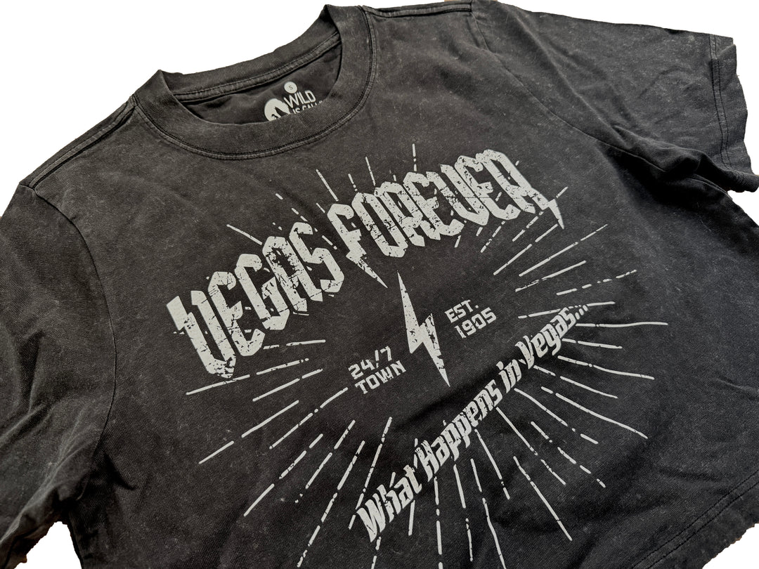 Vegas Forever Stonewash Cropped Tee (Womens)