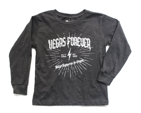 Vegas Forever Charcoal Long Sleeve T-Shirt (Kids)