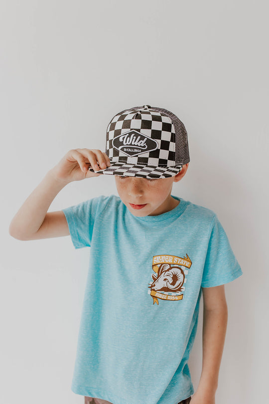 Checkered Trucker Wild is Calling Patch Hat (Baby & Kids)